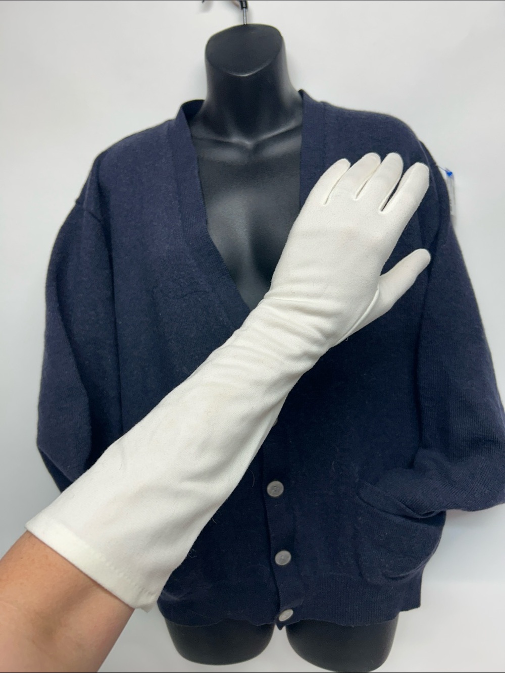 Long White Cotton Gloves vintage - Picture 4 of 5